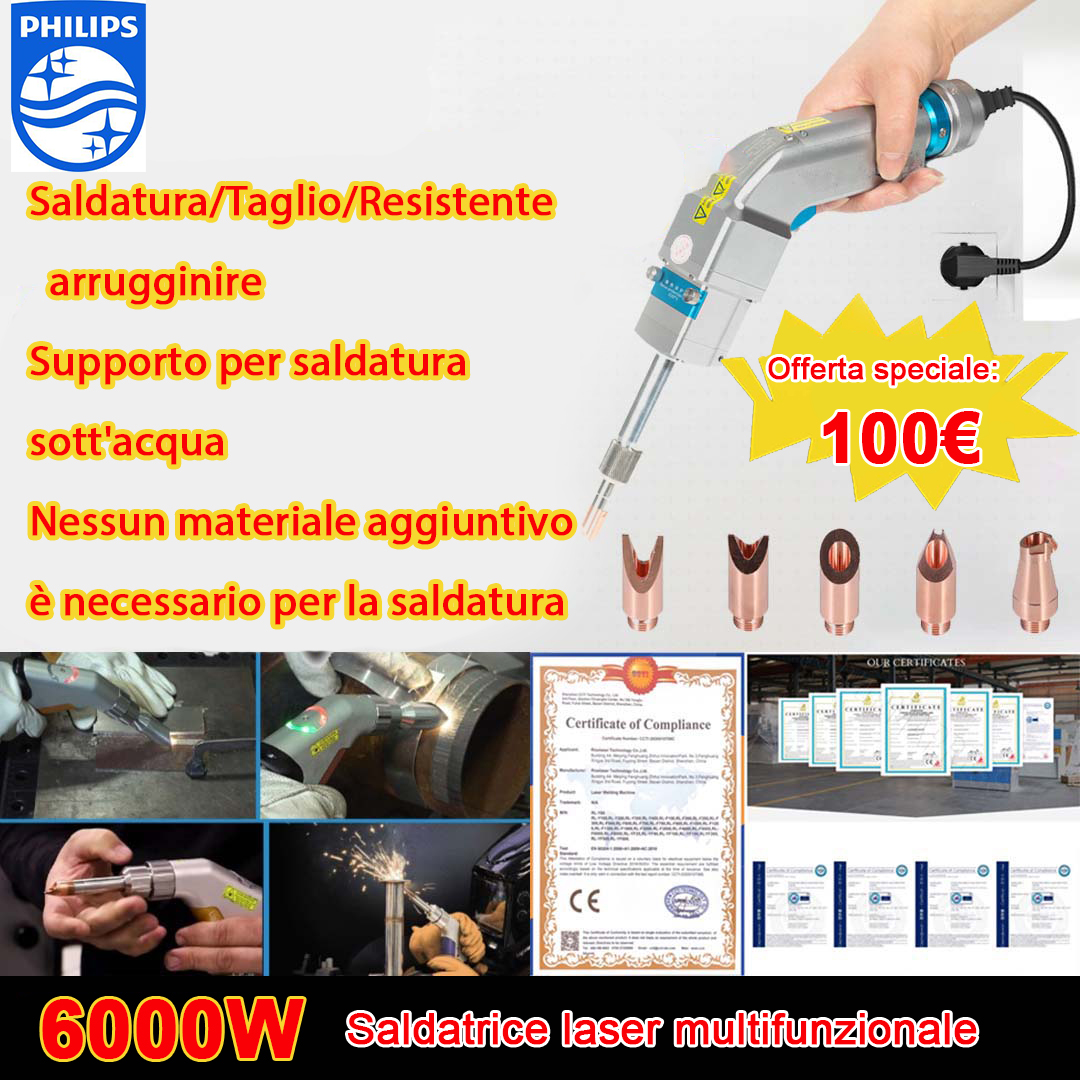 6000 W Multifunktions-Laserpistole (Schweißen von Gold/Silber/Kupfer/Eisen/Aluminium/Edelstahl) Schweißdicke 0 – 20 mm (Schweißen/Schneiden/Reinigen 3 in 1) – 90 €